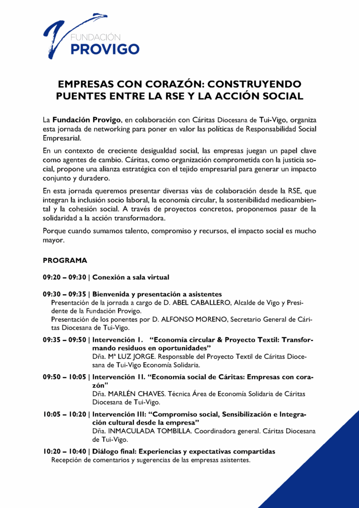 Programa IV Networking: EMPRESAS CON CORAZÓN: CONSTRUYENDO PUENTES ENTRE LA RSE Y LA ACCIÓN SOCIAL